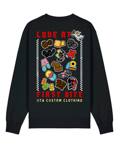 ENNAKKOTILAUS Love At First Bite - unisex collegepaita musta